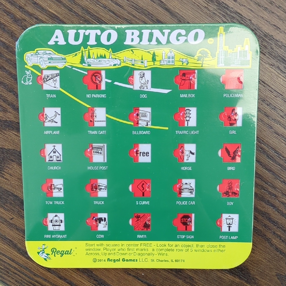 Regal Games Auto Bingo Car Travel Game Set of 4 Cards